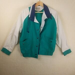 Westside Connection Teal White Colorblock Windbreaker Jacket Size‎ S